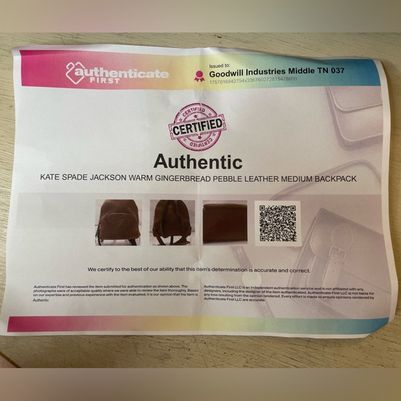 *COA* Kate Spade Jackson Warm Gingerbread Leather Backpack (Medium) - Picture 16 of 16